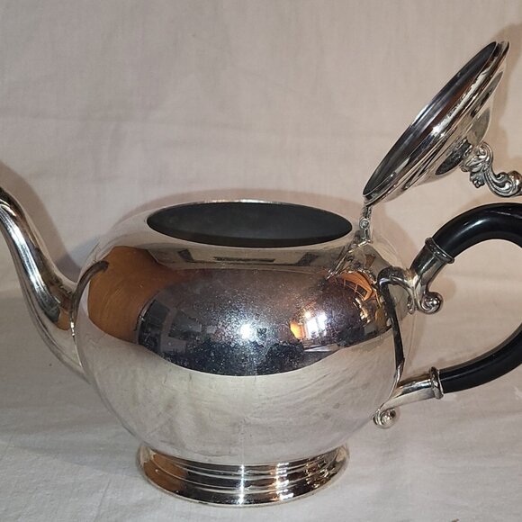 Vintage WM Rogers & Son 5 Piece Tea Coffee Set silver plated brass #1078 black - Picture 5 of 16